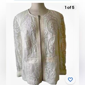 INC blazer Linen Crochet women’s 1X